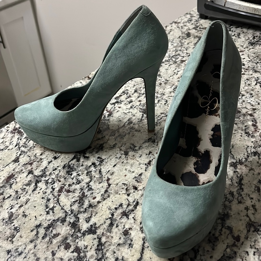Blue suede Platform Heels